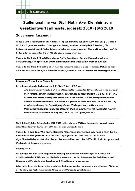 Dipl. Math. Axel Kleinlein - Deutscher Bundestag