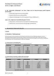 Preisblatt für Netzanschlüsse Strom, Erdgas und Wasser