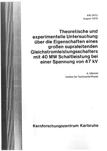 Theoretische und experimentelle Untersuchung über die ... - Bibliothek