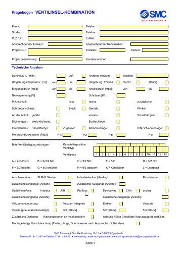 Checkliste Ventilinsel-Kombination - smc pneumatics (chile)