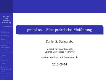 gnuplot - Eine praktische Einführung - Steingrube