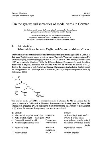 On the syntax and semantics of modal verbs in German - GAGL