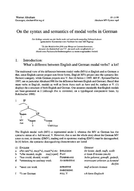On The Syntax And Semantics Of Modal Verbs In German Gagl