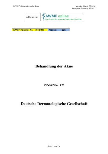 Leitlinie „Behandlung der Akne“ - AWMF