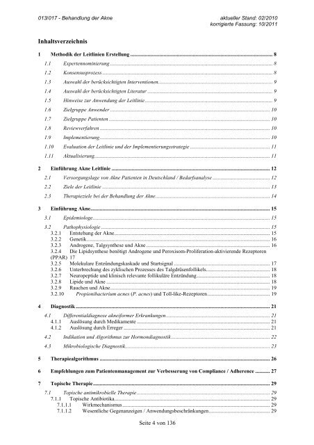 Leitlinie „Behandlung der Akne“ - AWMF