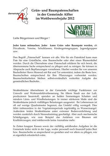 Grün- und Baumpatenschaften in der Gemeinde Alfter im ...