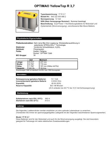 OPTIMA® YellowTop R 3,7 - horntools.com