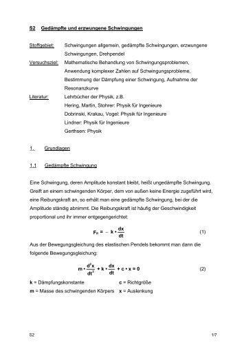 Gedaempfte und Erzwungene Schwingung