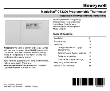 69-0653 - MagicStat CT3200 Programmable Thermostat ... - Geisel