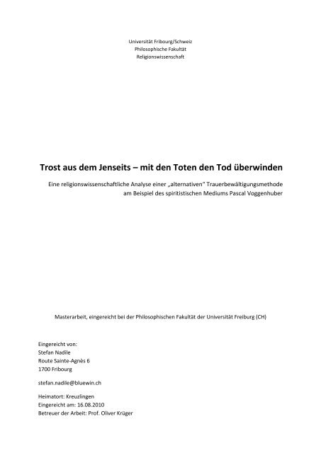 Masterarbeit Stefan Nadile Schweizerische Gesellschaft Fur