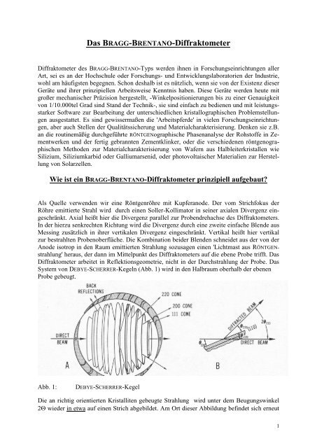 Bragg Brentano Diffraktometer -- Versuch zur Bestimmung von ...