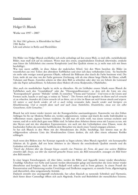 Presseinformation als PDF - Holger Oliver Blunck