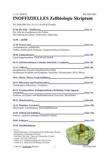 Zellbiologie WS 2004-05 (Inoffizielles Skriptum) - Komplett
