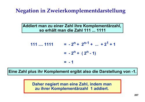 Datendarstellung im Rechner, Rechnerarithmetik