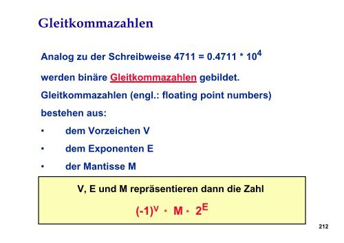 Datendarstellung im Rechner, Rechnerarithmetik