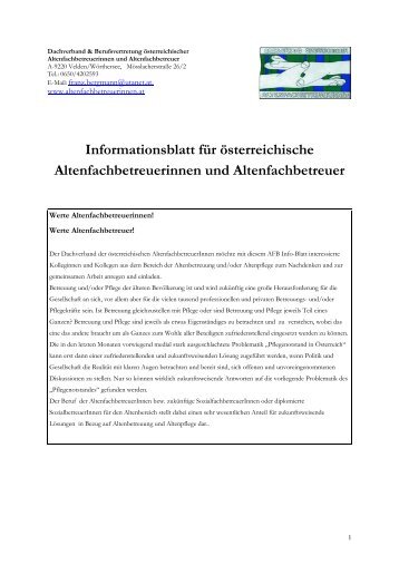 Informationsblatt für österreichische Altenfachbetreuerinnen und ...