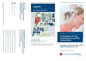 Lageplan 8. Deutscher CI-Tag Forschung mit und für PatientInnen