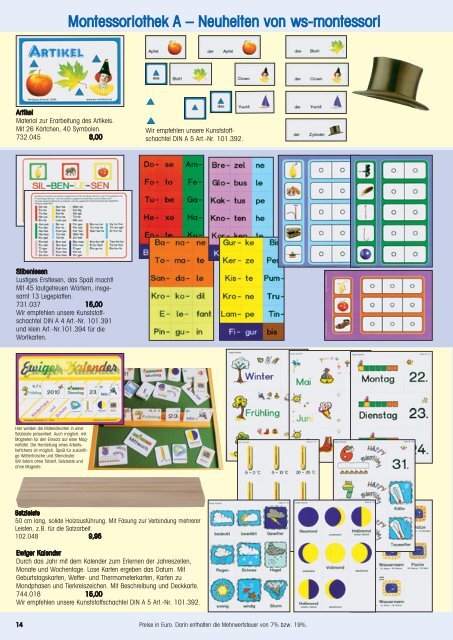 Interessante Sachen für die Montessoripädagogik ... - Riedel GmbH