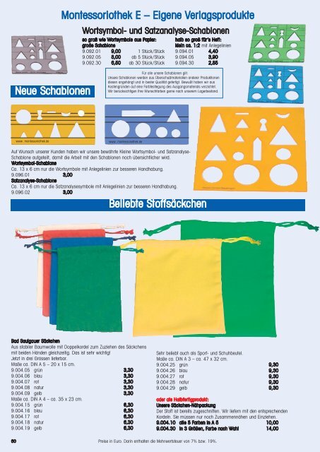 Interessante Sachen für die Montessoripädagogik ... - Riedel GmbH