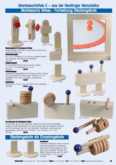 Interessante Sachen für die Montessoripädagogik ... - Riedel GmbH