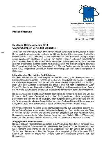 Pressebericht DHV-Schau 2011 - Deutscher Holstein Verband e.V.