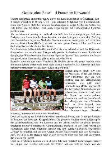„Genuss ohne Reue“ 4 Frauen im Karwendel - Hagen