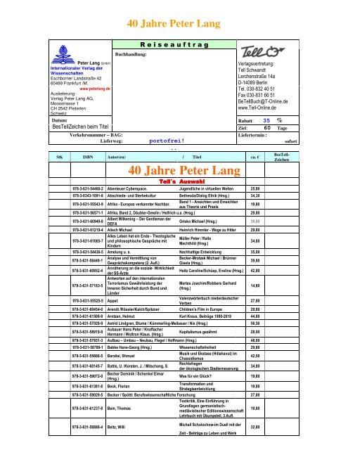 Reiseauftrag - Tell-Online.de