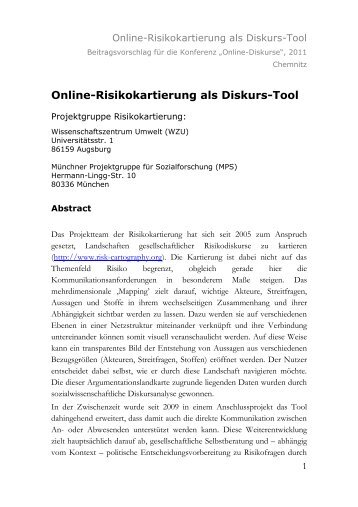 Online-Risikokartierung als Diskurs-Tool