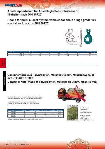 Absetzkipperhaken für Anschlagketten Güteklasse 10 (Behälter ...