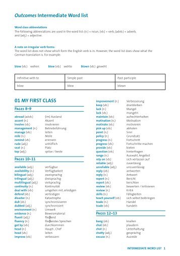 01 MY FIRsT ClAss Outcomes Intermediate Word list - Heinle