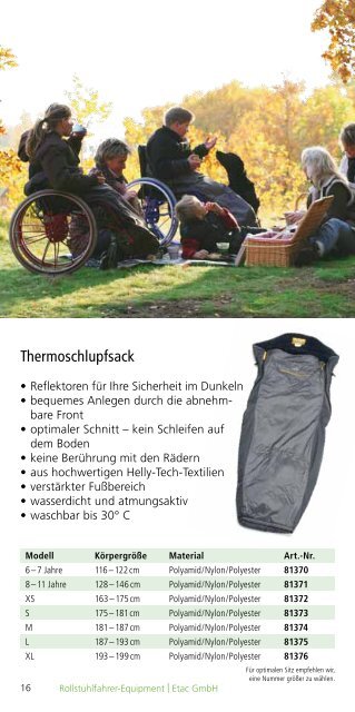 Rollstuhlfahrer-Equipment - Etac