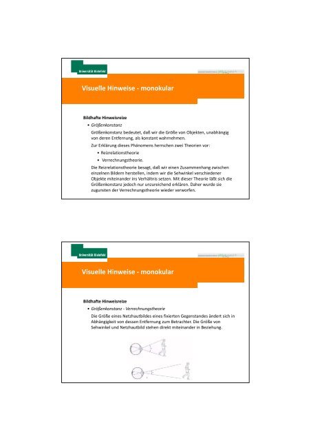 Mechanismen der Tiefenwahrnehmung