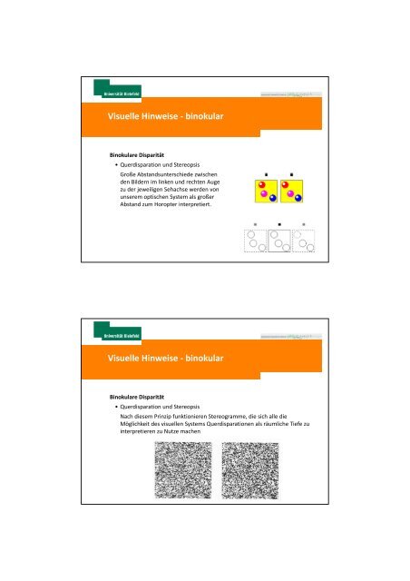 Mechanismen der Tiefenwahrnehmung