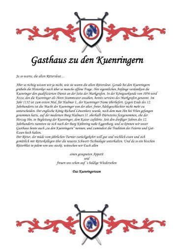 Speisekarte zum Downloaden - Gasthaus zu Kuenringern