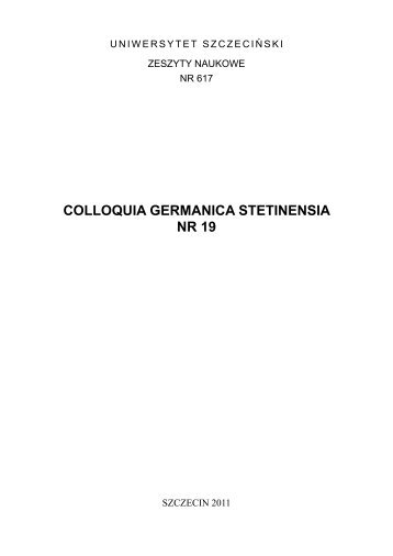 Colloquia Germanica Stetinensia Nr 19