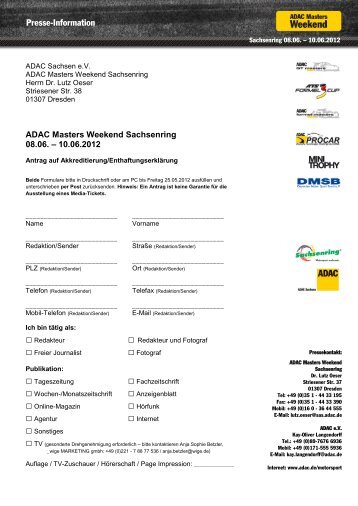 Akkreditierung Sachsenring 2012 - ADAC GT Masters