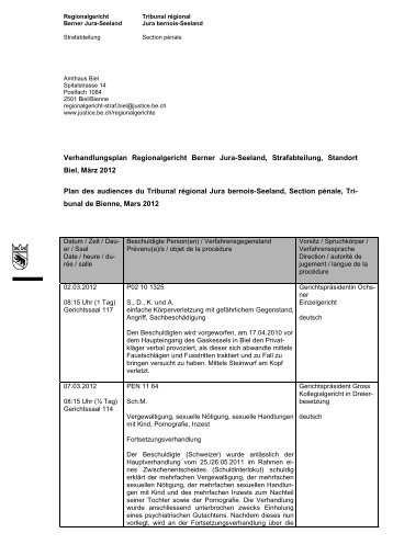 Verhandlungsplan RG BJS Strafabteilung März 2012