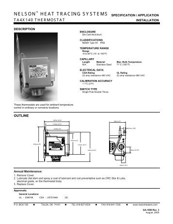 TA4X140 Thermostat, Specification/Application - Emerson Industrial ...