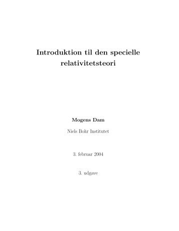 Introduktion til den specielle relativitetsteori - Niels Bohr Institutet