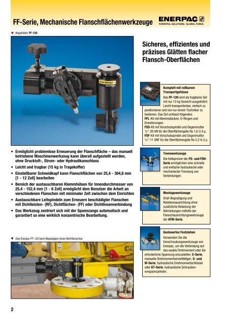 QuickFace Mechanisches Flanschflächenwerkzeug - Enerpac