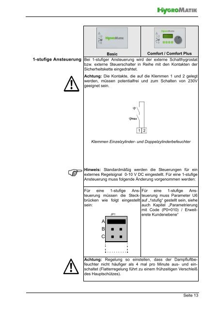 Steuerungen Betriebsanleitung - HygroMatik