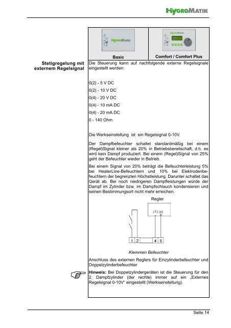 Steuerungen Betriebsanleitung - HygroMatik