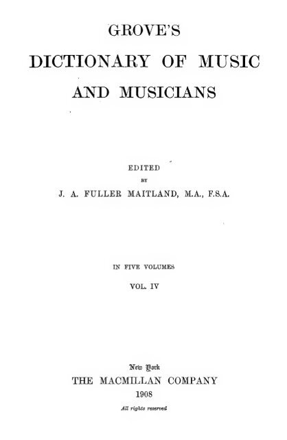 Grove's dictionary of music and musicians