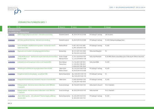 Bildungsangebot GKS1 2013/14 - Pädagogische Hochschule ...