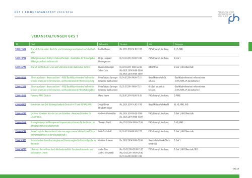 Bildungsangebot GKS1 2013/14 - Pädagogische Hochschule ...