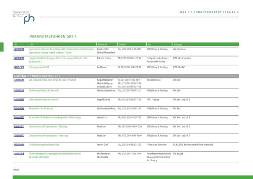 Bildungsangebot GKS1 2013/14 - Pädagogische Hochschule ...