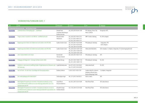 Bildungsangebot GKS1 2013/14 - Pädagogische Hochschule ...