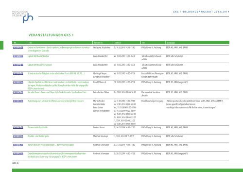 Bildungsangebot GKS1 2013/14 - Pädagogische Hochschule ...