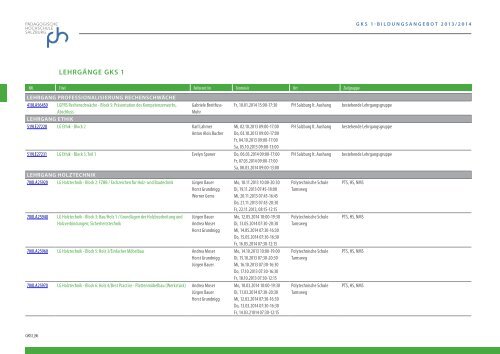 Bildungsangebot GKS1 2013/14 - Pädagogische Hochschule ...