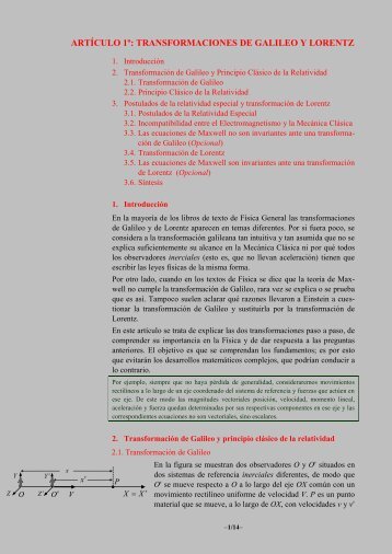 TRANSFORMACIONES DE GALILEO Y LORENTZ - Multiblog